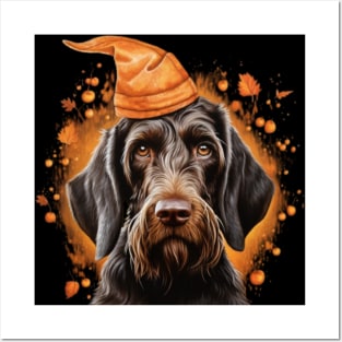 Halloween German Wirehaired Pointer Posters and Art